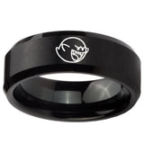 10mm Mario Boo Ghost Beveled Edges Brush Black Tungsten Carbide Bands Ring