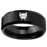 10mm Maximal Beveled Edges Brush Black Tungsten Carbide Engraved Ring