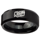 10mm Mountain Dew Beveled Edges Brush Black Tungsten Carbide Men's Band Ring