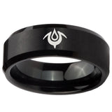 8mm Naga Beveled Edges Brush Black Tungsten Carbide Men's Band Ring