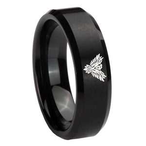 10mm Phoenix Beveled Edges Brush Black Tungsten Carbide Mens Engagement Band