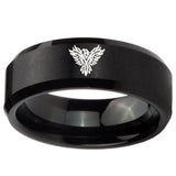 10mm Phoenix Beveled Edges Brush Black Tungsten Carbide Mens Engagement Band