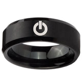 8mm Power Beveled Edges Brush Black Tungsten Carbide Mens Engagement Band