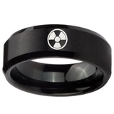 8mm Radiation Beveled Edges Brush Black Tungsten Carbide Men's Engagement Band