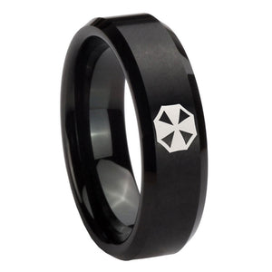 10mm Resident Evil Beveled Edges Brush Black Tungsten Men's Engagement Ring