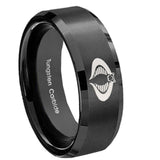 8mm Cobra Beveled Edges Brush Black Tungsten Carbide Rings for Men