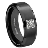 10mm Celtic Design Beveled Edges Brush Black Tungsten Carbide Personalized Ring