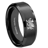 8mm Dragon Beveled Edges Brush Black Tungsten Carbide Wedding Engraving Ring