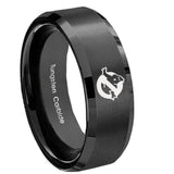 8mm Ghostbusters Beveled Edges Brush Black Tungsten Carbide Anniversary Ring