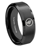 10MM Black Brush Beveled Edges Mass Effect Tungsten Carbide Men's Ring