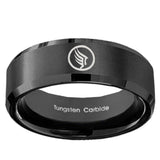 10MM Black Brush Beveled Edges Mass Effect Tungsten Carbide Men's Ring