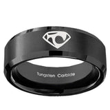 10mm House of Van Beveled Edges Brush Black Tungsten Mens Anniversary Ring