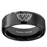 10mm Waylon Jennings Beveled Edges Brush Black Tungsten Carbide Engagement Ring