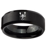 10mm Scorpio Zodiac Horoscope Beveled Brush Black Tungsten Engagement Ring