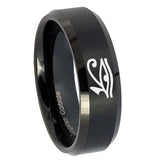 10mm Seeing Eye Beveled Edges Brush Black Tungsten Carbide Bands Ring