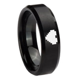 10MM Black Brush Beveled Edges Zelda Heart Tungsten Carbide Men's Ring