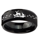 8mm Deer Hunting Beveled Edges Brush Black Tungsten Mens Engagement Ring