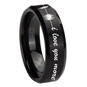 10mm Sound Wave, I love you more Beveled Brush Black Tungsten Men's Bands Ring