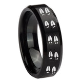 10mm Deer Tracks Beveled Edges Brush Black Tungsten Men's Engagement Band