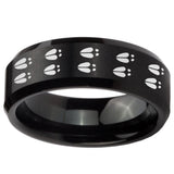 10mm Deer Tracks Beveled Edges Brush Black Tungsten Men's Engagement Band