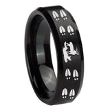 10mm Deer Hunting Tracks Beveled Brush Black Tungsten Men's Engagement Ring