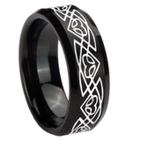 8mm Celtic Braided Beveled Edges Brush Black Tungsten Mens Engagement Ring