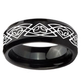 8mm Celtic Braided Beveled Edges Brush Black Tungsten Mens Engagement Ring