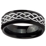 10mm Celtic Knot Beveled Edges Brush Black Tungsten Men's Engagement Ring