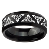 8mm Celtic Knot Beveled Edges Brush Black Tungsten Mens Engagement Ring