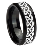 10mm Celtic Knot Love Beveled Edges Brush Black Tungsten Men's Engagement Ring