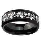 10mm Celtic Knot Heart Beveled Edges Brush Black Tungsten Men's Engagement Ring