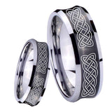 8mm Celtic Knot Concave Black Tungsten Carbide Custom Mens Ring