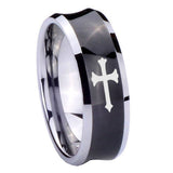 10mm Christian Cross Concave Black Tungsten Carbide Mens Promise Ring