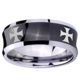10mm 4 Maltese Cross Concave Black Tungsten Carbide Promise Ring