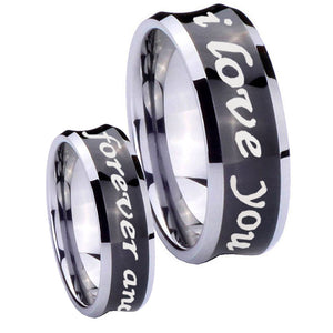 10mm I Love You Forever and ever Concave Black Tungsten Men's Promise Rings