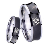 8mm Kanji Love Concave Black Tungsten Carbide Mens Bands Ring