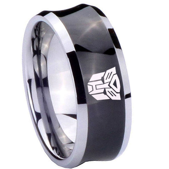 10mm Transformers Autobot Concave Black Tungsten Carbide Men's Wedding Ring