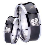 His Hers Transformers Autobot Concave Black Tungsten Custom Ring for Men Set