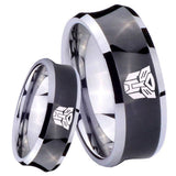 8mm Transformers Autobot Concave Black Tungsten Carbide Custom Mens Ring