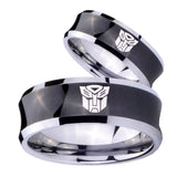 His Hers Transformers Autobot Concave Black Tungsten Custom Ring for Men Set