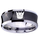 10mm Decepticon Transformers Concave Black Tungsten Carbide Mens Wedding Ring