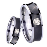 8mm Chief Master Sergeant Vector Concave Black Tungsten Mens Anniversary Ring
