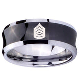 10mm Army Sergeant Major Concave Black Tungsten Carbide Men's Engagement Ring