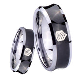8mm Army Sergeant Major Concave Black Tungsten Carbide Engraved Ring