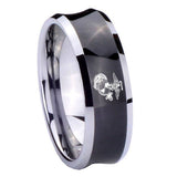 10mm Marine Concave Black Tungsten Carbide Mens Anniversary Ring