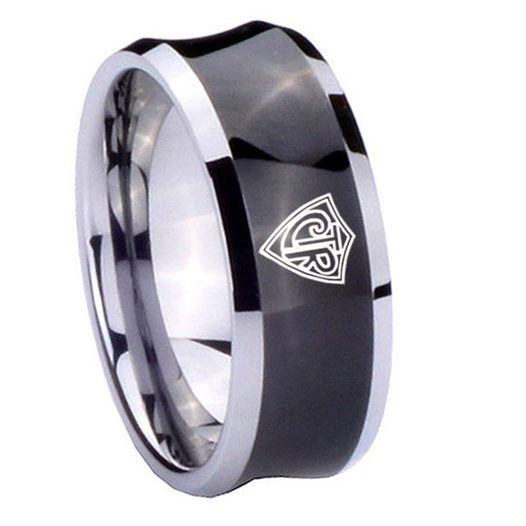 10mm CTR Concave Black Tungsten Carbide Mens Anniversary Ring