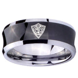 10mm CTR Concave Black Tungsten Carbide Mens Anniversary Ring