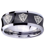 10mm Multiple CTR Concave Black Tungsten Carbide Wedding Band Ring