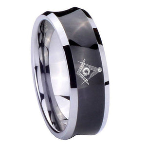 8mm Master Mason Concave Black Tungsten Carbide Wedding Bands Ring