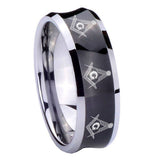 10mm Multiple Master Mason Concave Black Tungsten Carbide Mens Ring Engraved